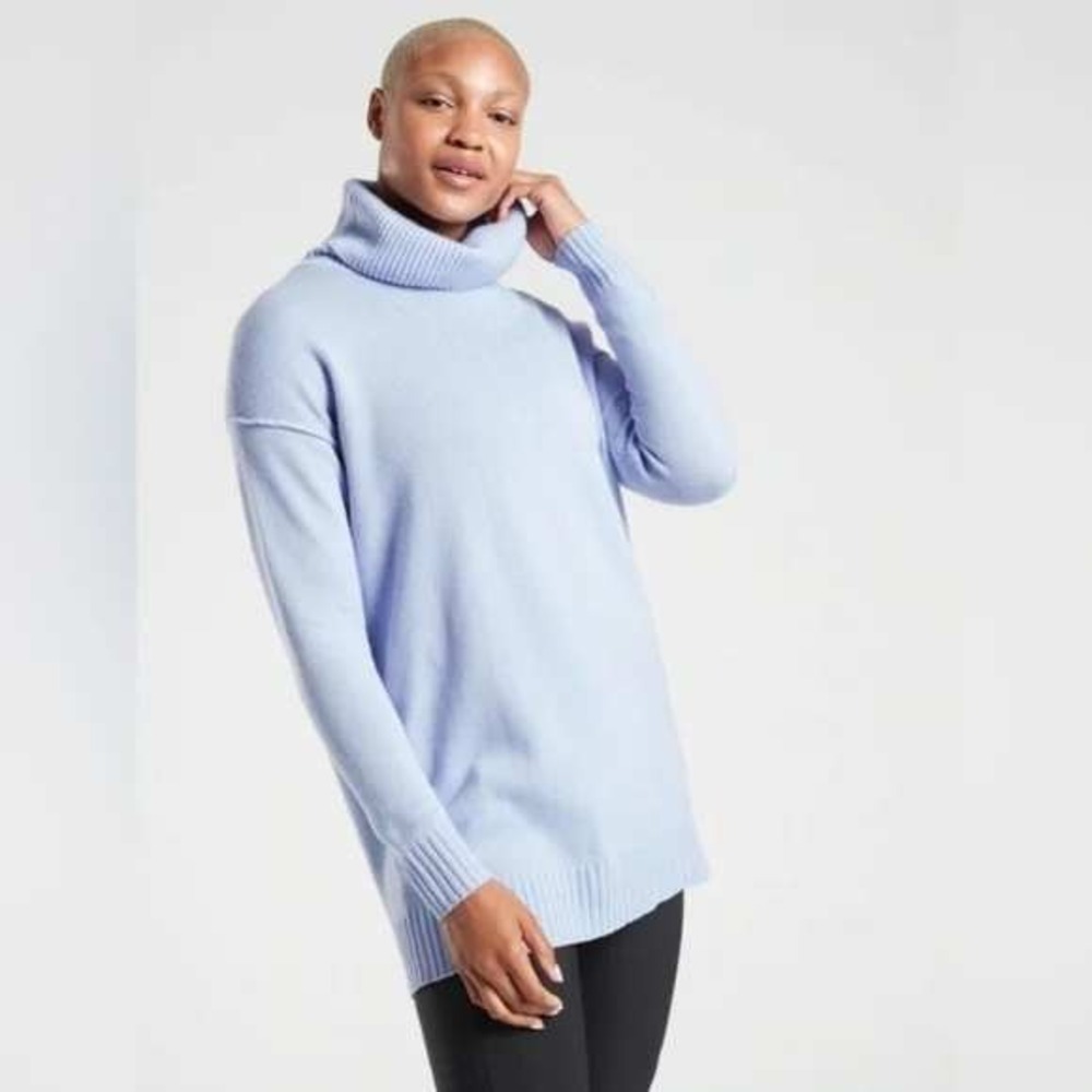 Athleta Bayshore Cowl Neck Wool Cashmere Blend Lilac Tunic Sweater Small